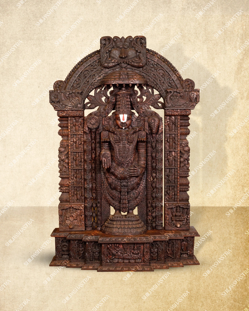 Tirupati Balaji / Srinivasa Perumal Hand-Carved Wooden Idol