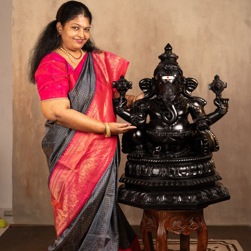 Heritage Black Polish Handcrafted Ganesha Idol - 2 feet