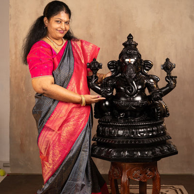 Heritage Black Polish Handcrafted Ganesha Idol - 2 feet