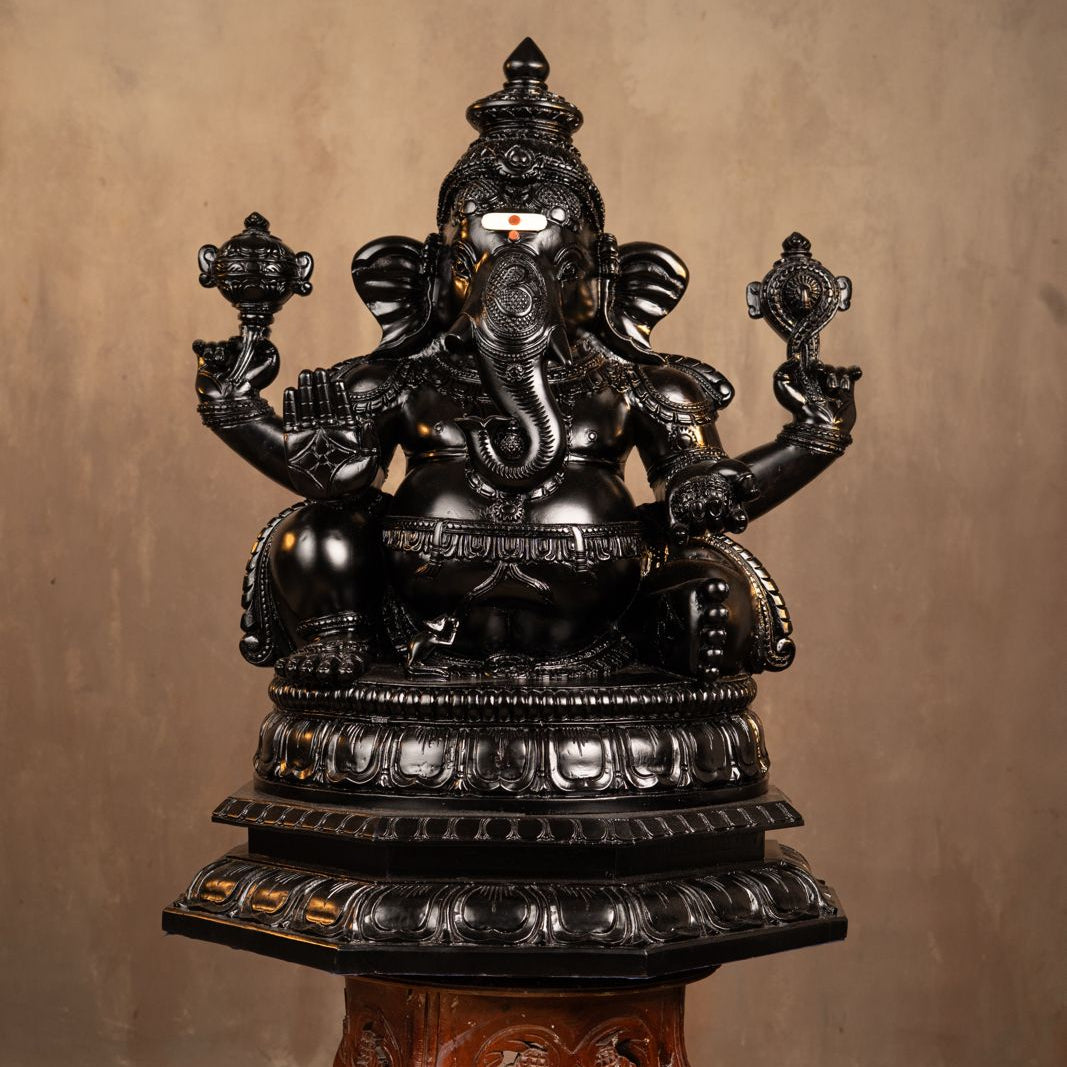 Heritage Black Polish Handcrafted Ganesha Idol - 2 feet