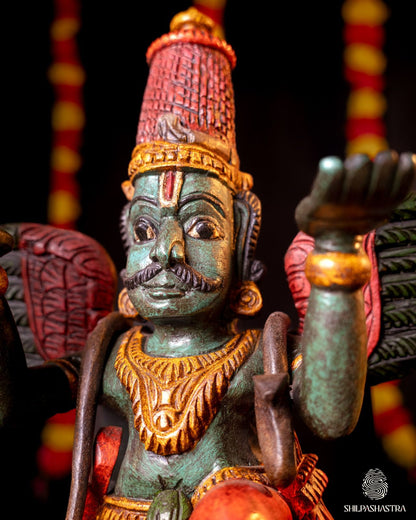 Garuda Vahanam Handcrafted Wooden Idol – Traditional South Indian Art