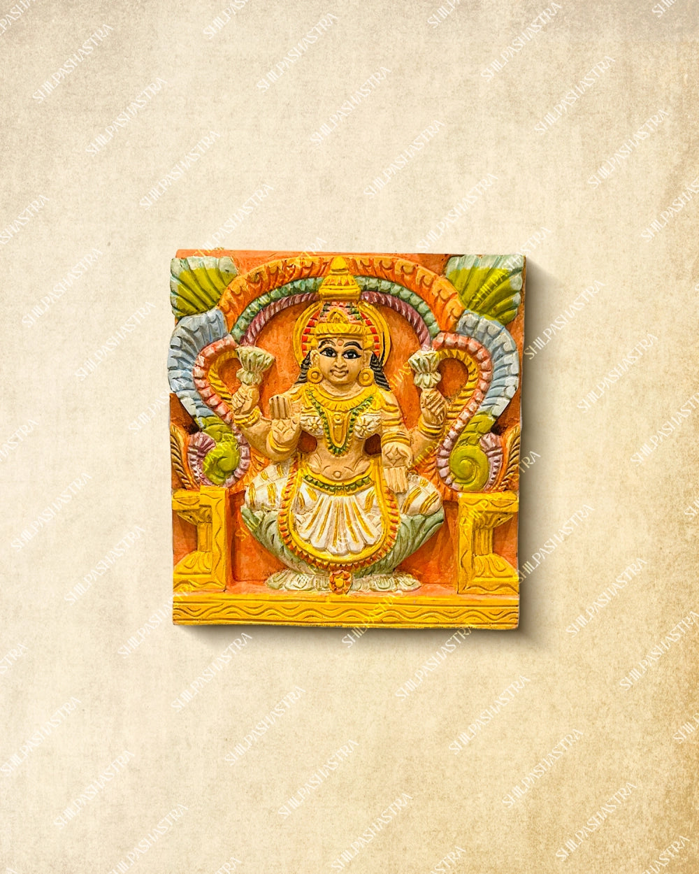 Handcrafted Colored Wooden Wall Panel - Lakshmi