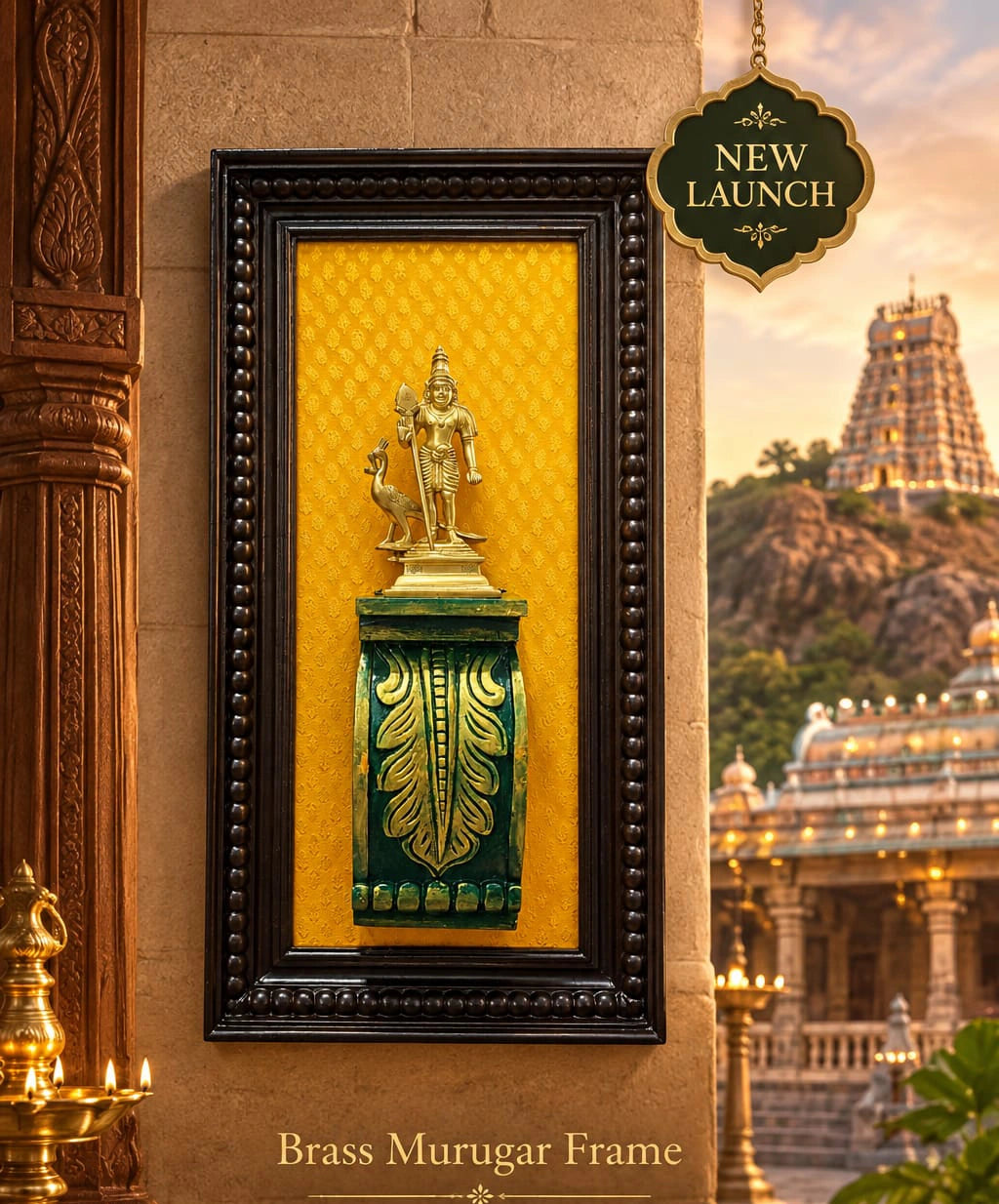 Murugan Brass Idol Frame – Manipuri Heritage Frame (20x8 Inch)