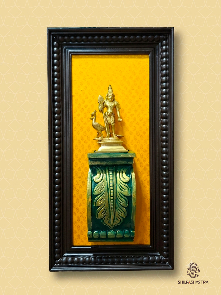 Murugan Brass Idol Frame – Manipuri Heritage Frame (20x8 Inch)