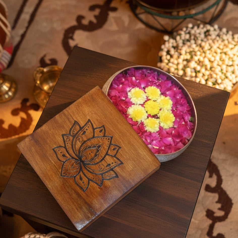 The Sahasra Lotus Mahogany Keepsake Box