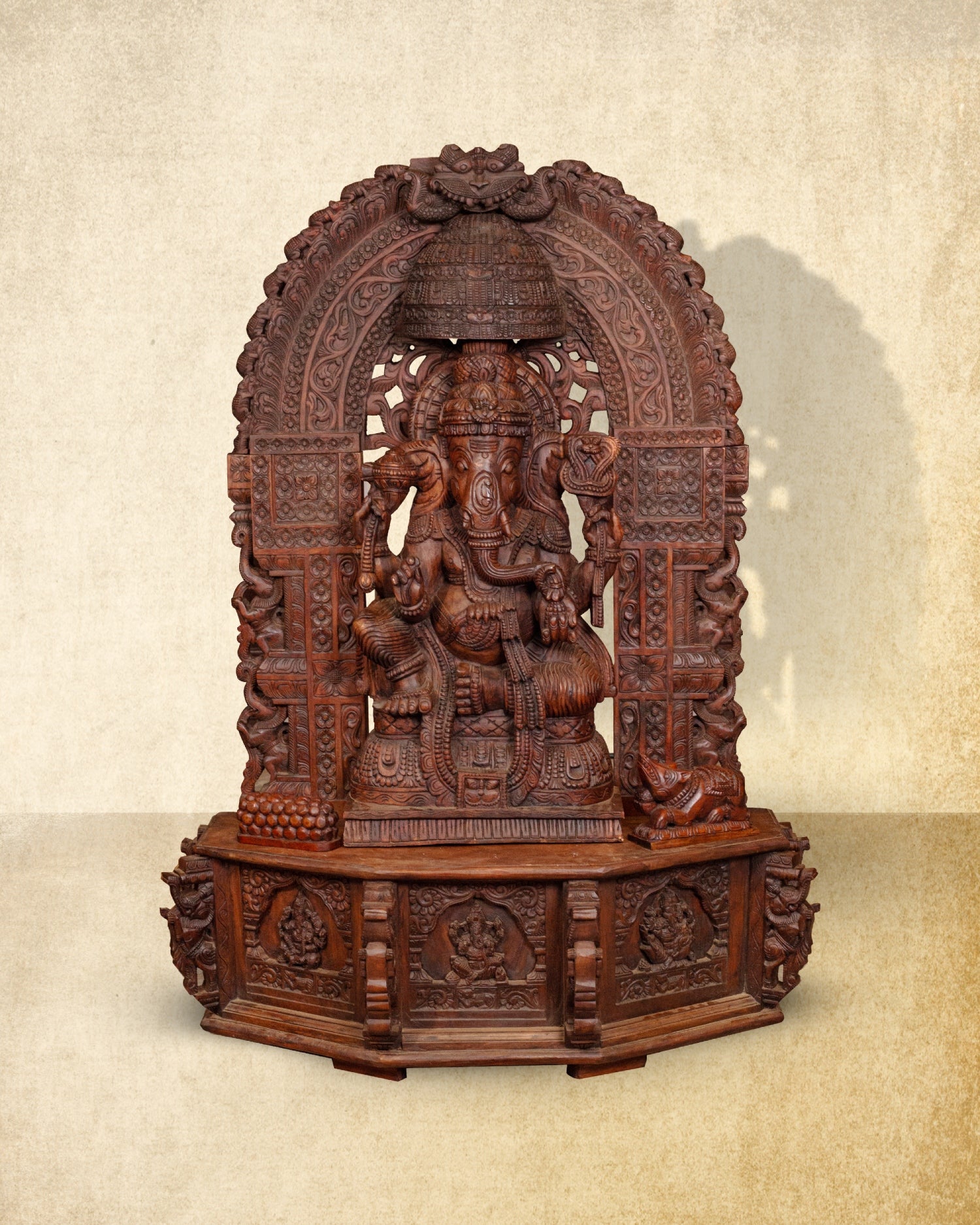Ganesha Hand-Carved Wooden Idol