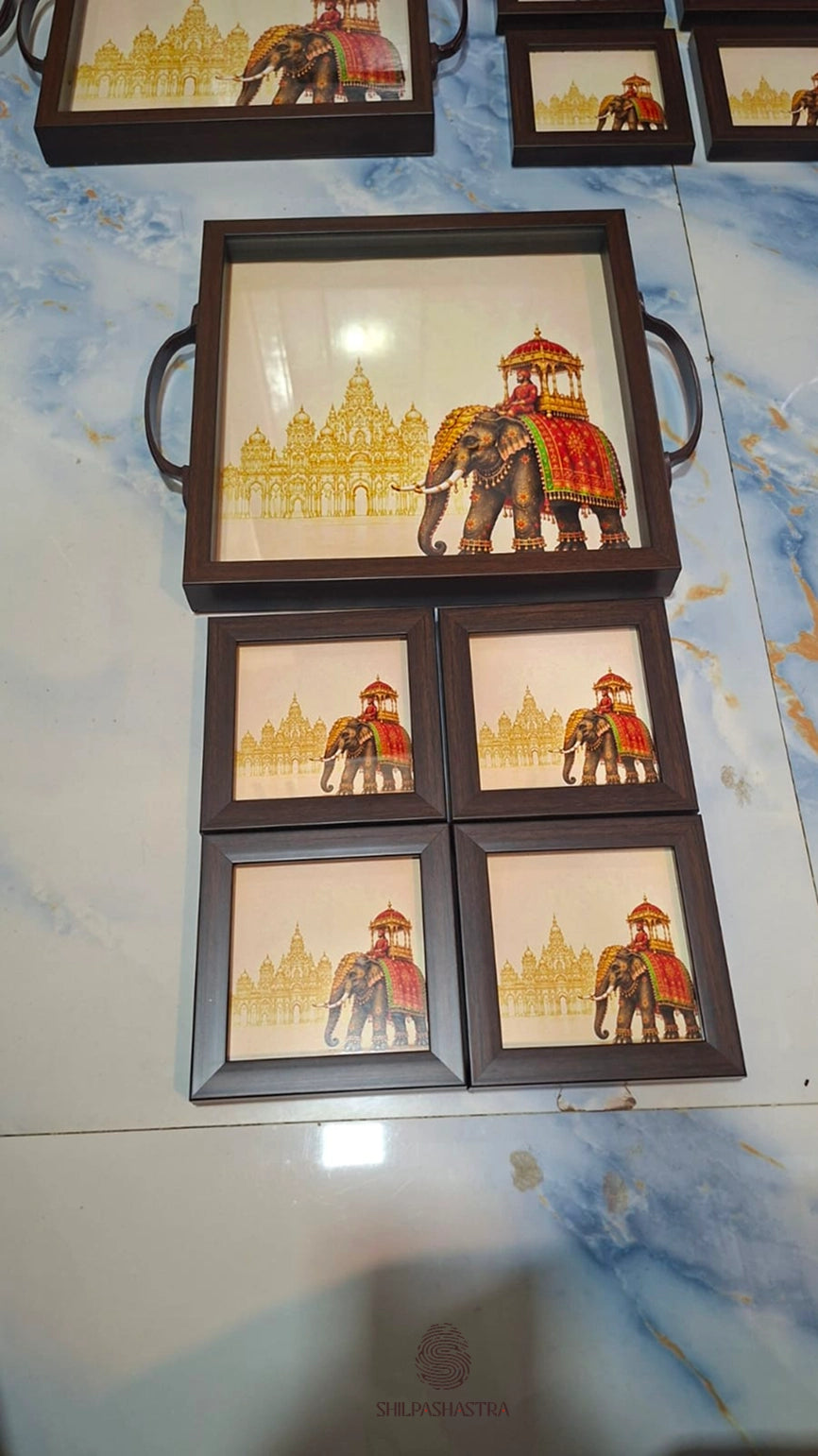 Royal Elephant Tray & Coaster Set