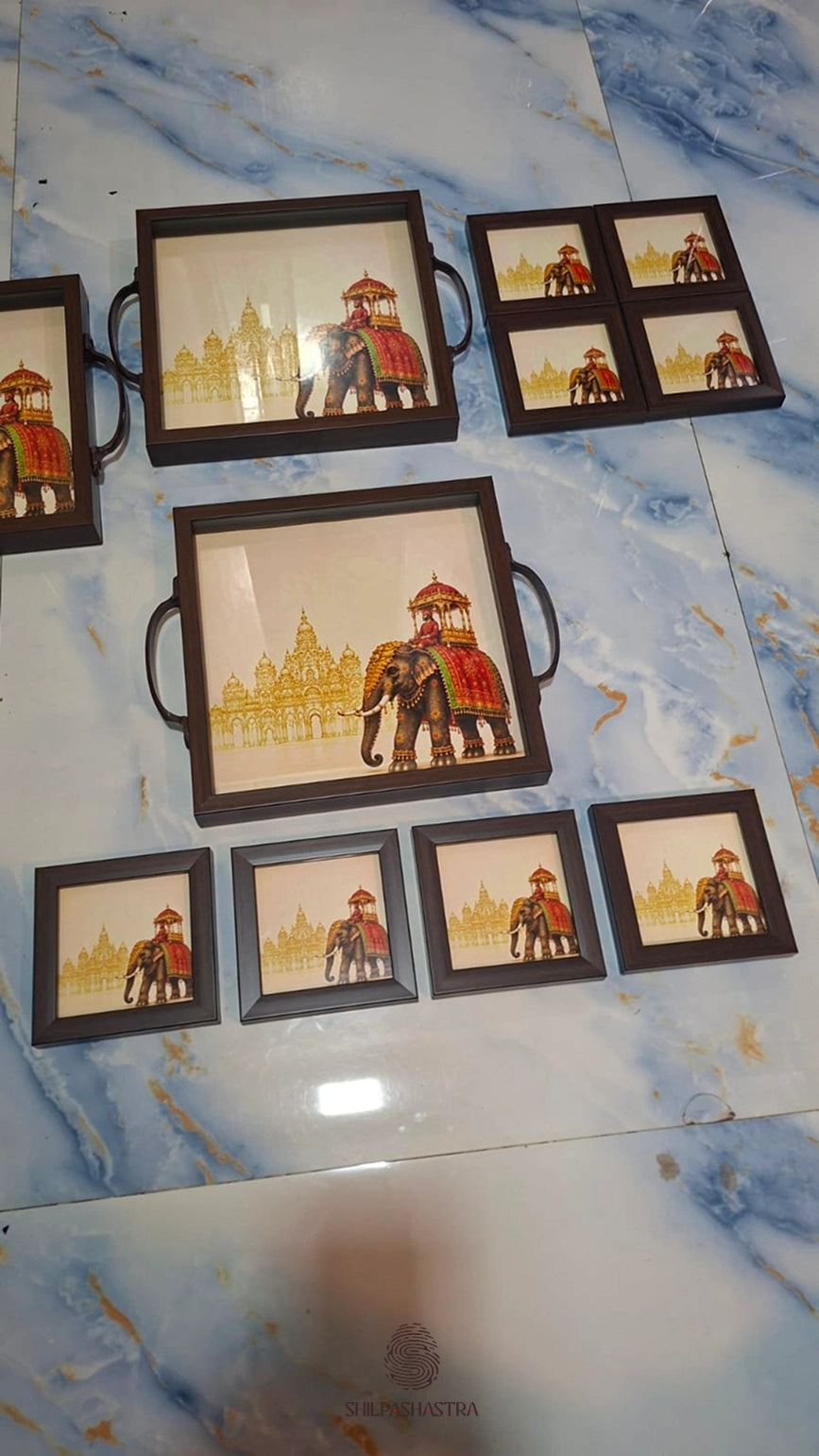 Royal Elephant Tray & Coaster Set