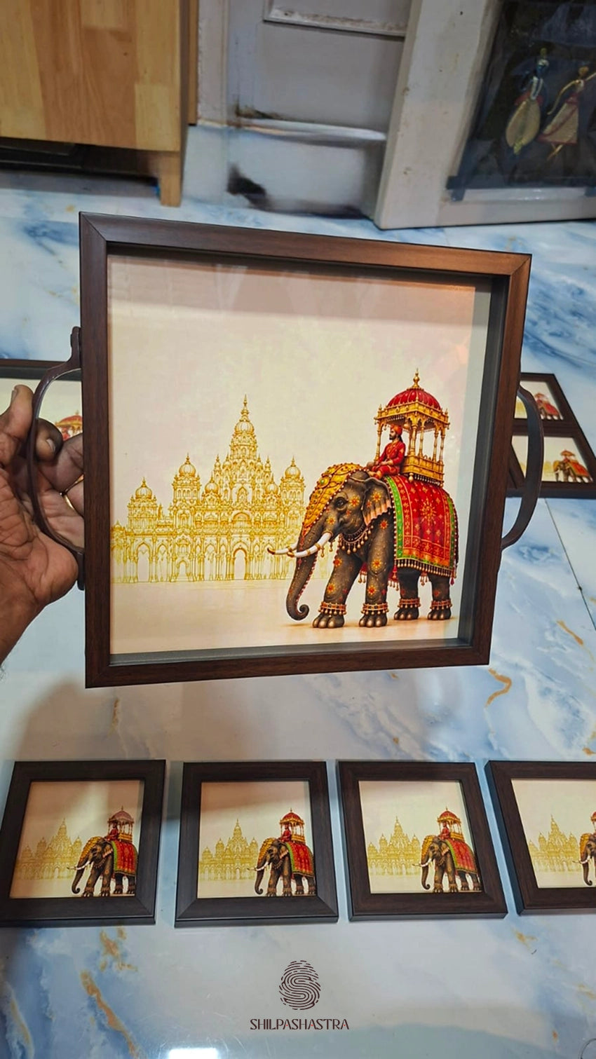 Royal Elephant Tray & Coaster Set