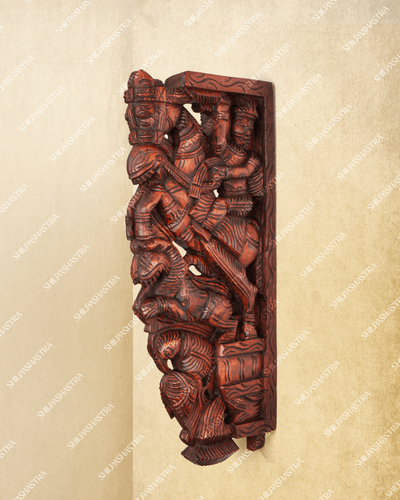 Large Hand Carved Wooden Warrior Wall Brackets for Doorway & Heritage Home Decor